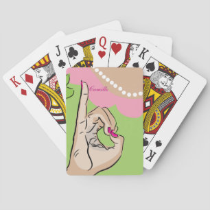 Reële roze en groene speelkaart pokerkaarten