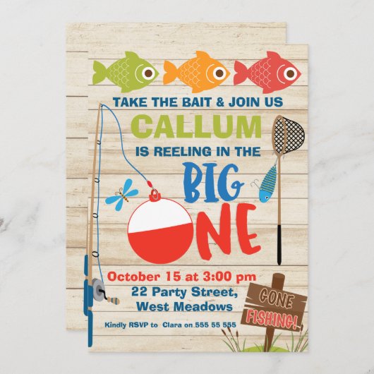 Reeling in de grote eerste verjaardag kaart (Voorkant / Achterkant)