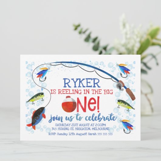 Reeling In De Grote Verjaardag Uitnodiging (Staand voorkant)