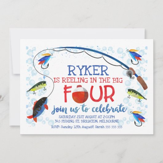 Reeling In De Grote Vier Verjaardag Uitnodiging (Voorkant)