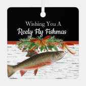Reely Fly Fishmas Vist kersthart Orname Metalen Ornament (Voorkant)