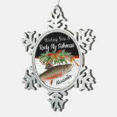 Reely Fly Fishmas Vist kersthart Orname Tin Sneeuwvlok Ornament (Rechts)