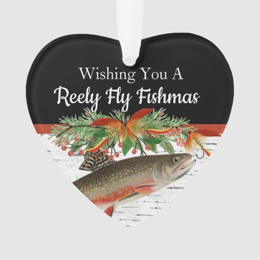 Reely Fly Fishmas Vist kersthart Ornament (voorkant)