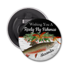 Reely Fly Fishmas Vist Kerstmis leeg Klein Button Flesopener