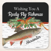 Reely Fly Fishmas Vist Kerstmis leeg Klein Kartonnen Onderzetters (Voorkant)