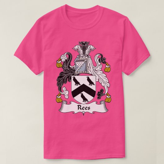 Rees Coat of Arms Family Crest T-shirt (Design voorkant)
