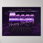 Reese naam voornaam lila retro poster verjaardag (Voorkant)
