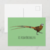 Reeves's fazant bird cartoon illustratie briefkaart (Voorkant / Achterkant)