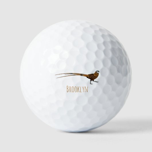 Reeves's fazant bird cartoon illustratie golfballen (Voorkant)