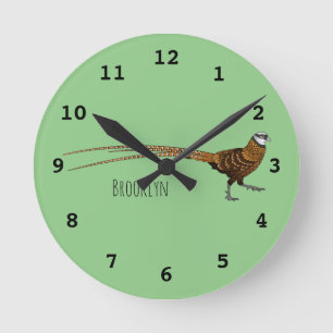 Reeves's fazant bird cartoon illustratie ronde klok
