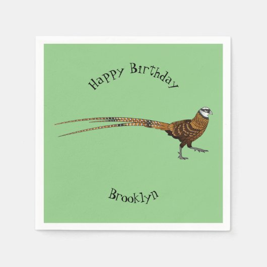 Reeves's fazant bird cartoon illustratie servet (Voorkant)