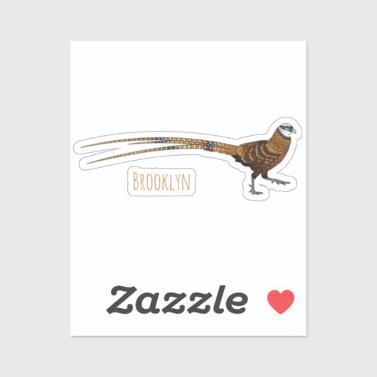 Reeves's fazant bird cartoon illustratie sticker (Vel)