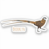 Reeves's fazant bird cartoon illustratie sticker (Voorkant)