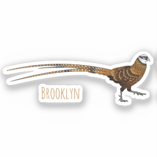 Reeves's fazant bird cartoon illustratie sticker (Voorkant)