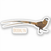 Reeves's fazant vogel cartoon illustratie sticker (Voorkant)