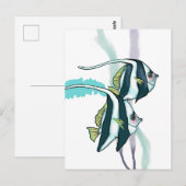 Ref. Bannerfish, striped Fish underwater Nautical Briefkaart (Voorkant / Achterkant)