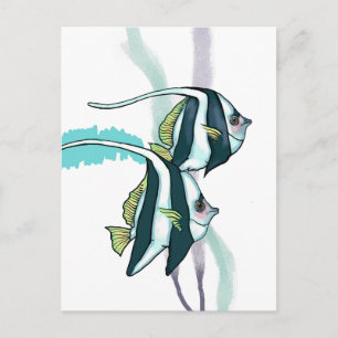Ref. Bannerfish, striped Fish underwater Nautical Briefkaart