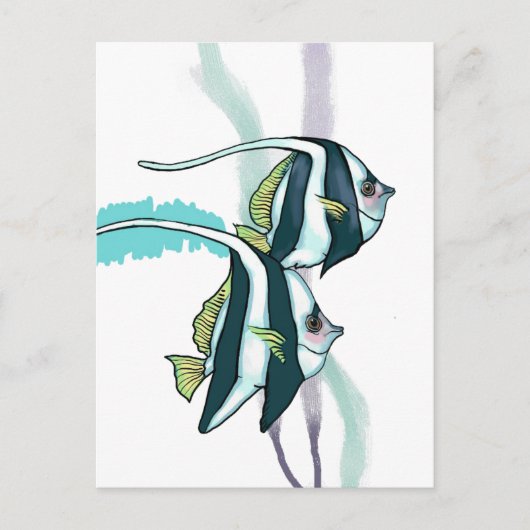 Ref. Bannerfish, striped Fish underwater Nautical Briefkaart (Voorkant)