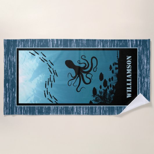 Ref. octopus Blue Zee Strandlaken (Voorkant)