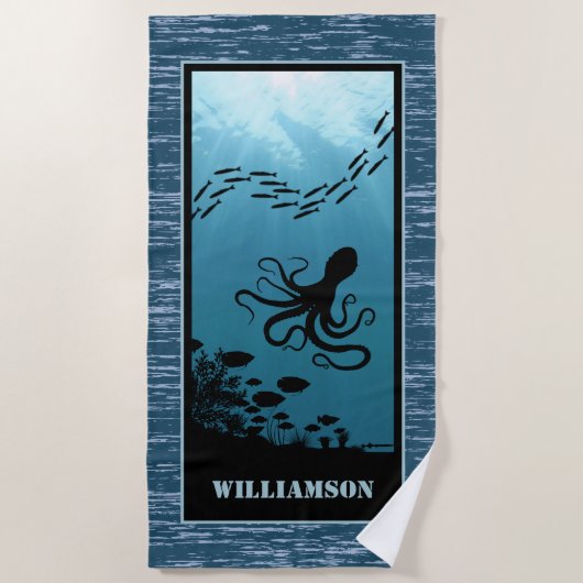 Ref. octopus Blue Zee Strandlaken (Voorkant)