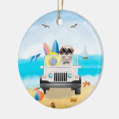 ref tzu Dog Rijden op strand Keramisch Ornament (Links)