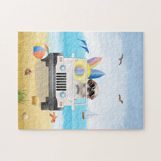 ref tzu Dog Rijden op strand Legpuzzel (Horizontaal)