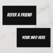 REFER A FRIEND CARD VISITEKAARTJE (Voorkant / Achterkant)