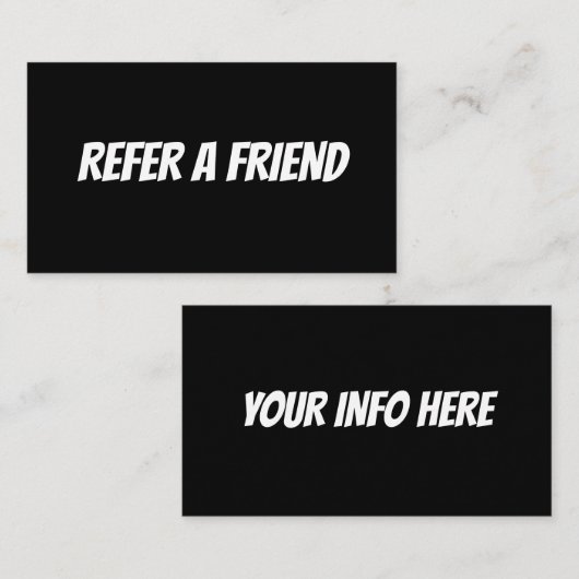 REFER A FRIEND CARD VISITEKAARTJE (Voorkant / Achterkant)