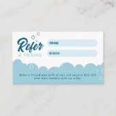 Refer A Friend Mobile Laundry Service Blue & White Aanbevelingskaartje (Voorkant)