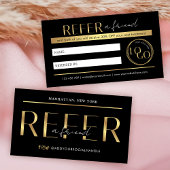 Refer A Friend Modern Black & Gold Logo Salon Spa Aanbevelingskaartje