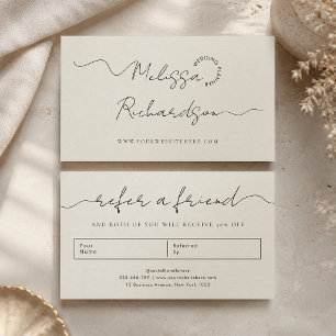 Refer Een Vriend Elegante Calligrafie Script Neutr Aanbevelingskaartje