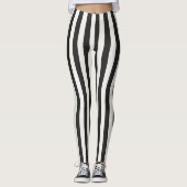 Referee Striped Classic Black & White Vertical  Leggings (Voorkant)