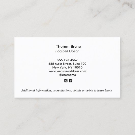 Referee Whistle Coach Visitekaartje (Achterkant)