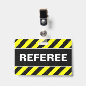 "REFEREE" + zwarte & gele Stripes-badge Badge (Voorzijde met clip)