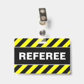 "REFEREE" + zwarte & gele Stripes-badge Badge (Achterkant met clip)