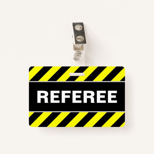 "REFEREE" + zwarte & gele Stripes-badge Badge (Voorkant met clip)
