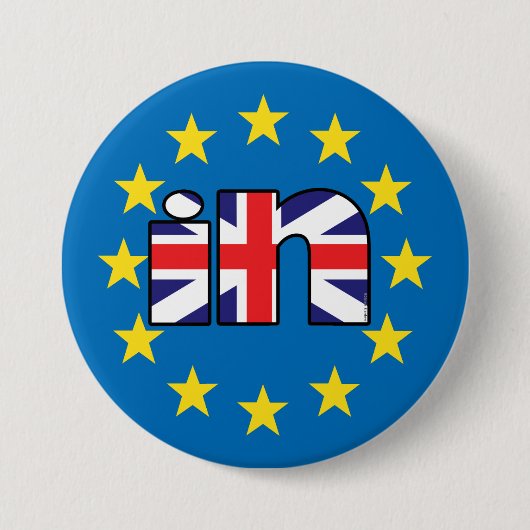 Referendum StrongerIn de vlag van het Verenigd Kon Ronde Button 7,6 Cm (Voorkant)