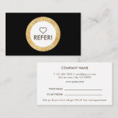 Referentie Elegant Gold Glitter Circle Accent Blac Visitekaartje (Voorkant / Achterkant)