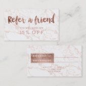 Referentie modern roos gold typografie roze marmer aanbevelingskaartje (Voorkant / Achterkant)