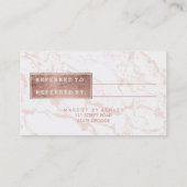 Referentie modern roos gold typografie roze marmer aanbevelingskaartje (Achterkant)