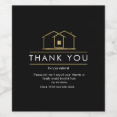 Referentie onroerend goed bedankt uw bedrijf wijn etiket (Enkel label)