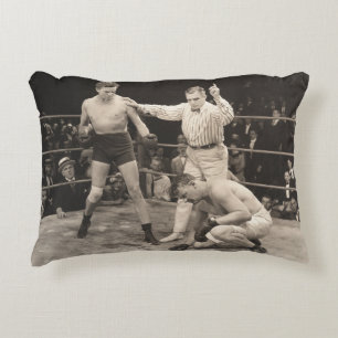 Referentie tellen over boxer in ringboxing, vintag accent kussen