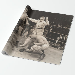 Referentie tellen over boxer in ringboxing, vintag cadeaupapier