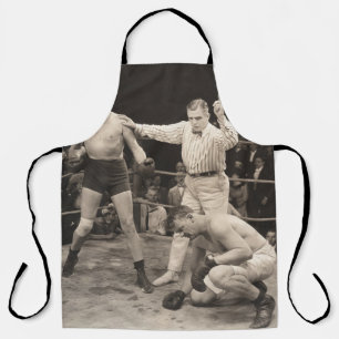 Referentie tellen over boxer in ringboxing, vintag schort