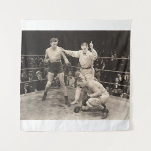 Referentie tellen over boxer in ringboxing, vintag wandkleed