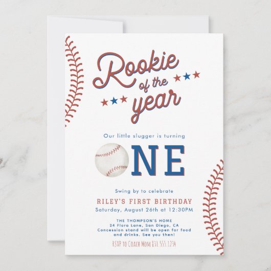 Referentie van de eerste verjaardag van de Basebal Kaart (Voorkant)