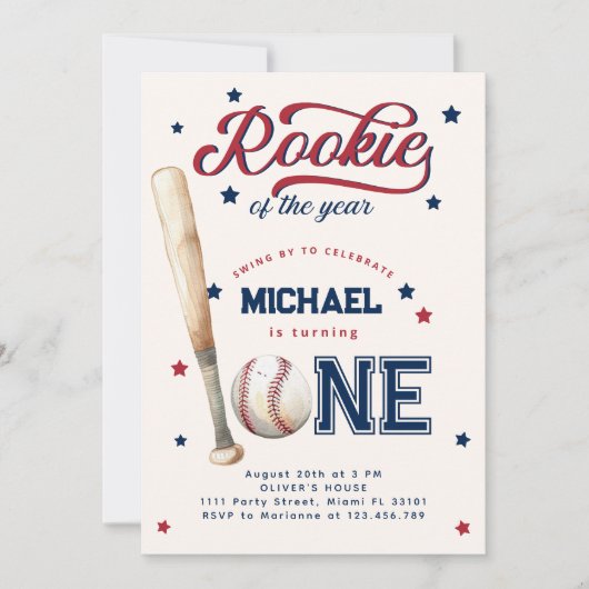 Referentie van de eerste verjaardag van de Basebal Kaart (Voorkant)