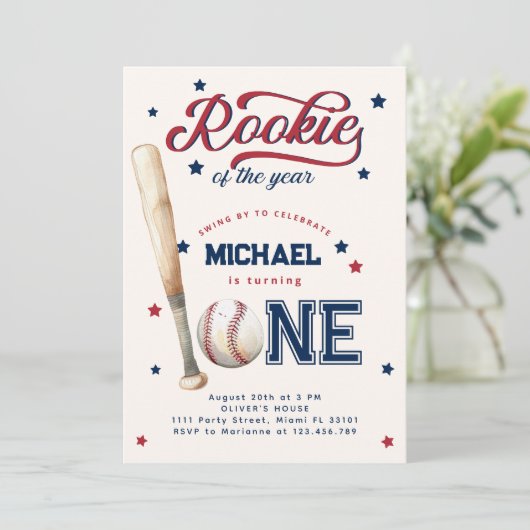 Referentie van de eerste verjaardag van de Basebal Kaart (Staand voorkant)