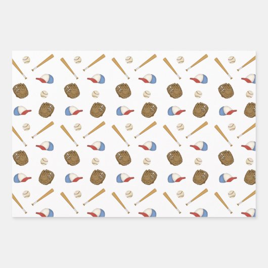 Referentie van de Nostalgische Baseball Gift Wrap  Inpakpapier Vel (Voorkant 3)