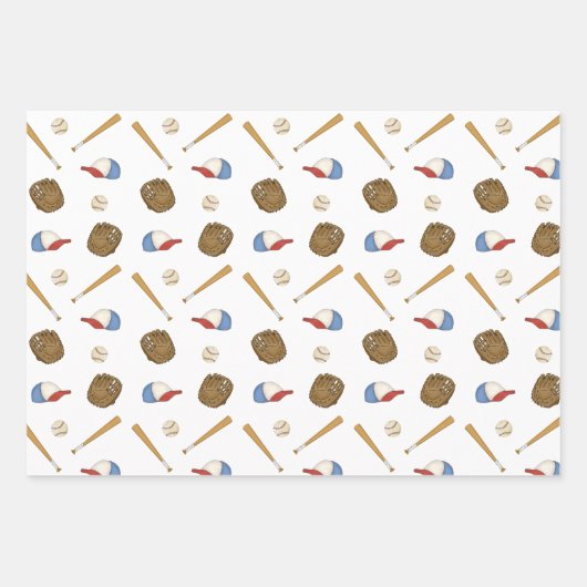 Referentie van de Nostalgische Baseball Gift Wrap  Inpakpapier Vel (Voorkant)